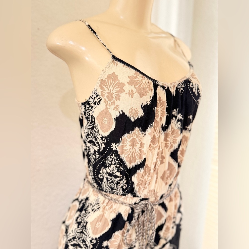 Lovestitch Boho Snake Print Midi Dress in Black & Cream size small - Picture 7 of 16